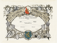 202426 Diploma van het Eerste Nationaal Gymnastiekfeest, gehouden te Utrecht op 17 juni 1873, met een randversiering ...